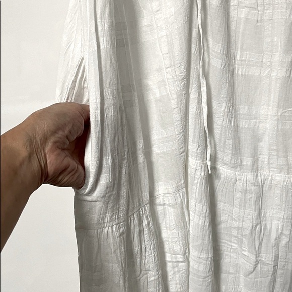 NWOT Young Fabulous & Broke White Bohemian Cotton Maxi Dress Pockets, Size M - Picture 12 of 13